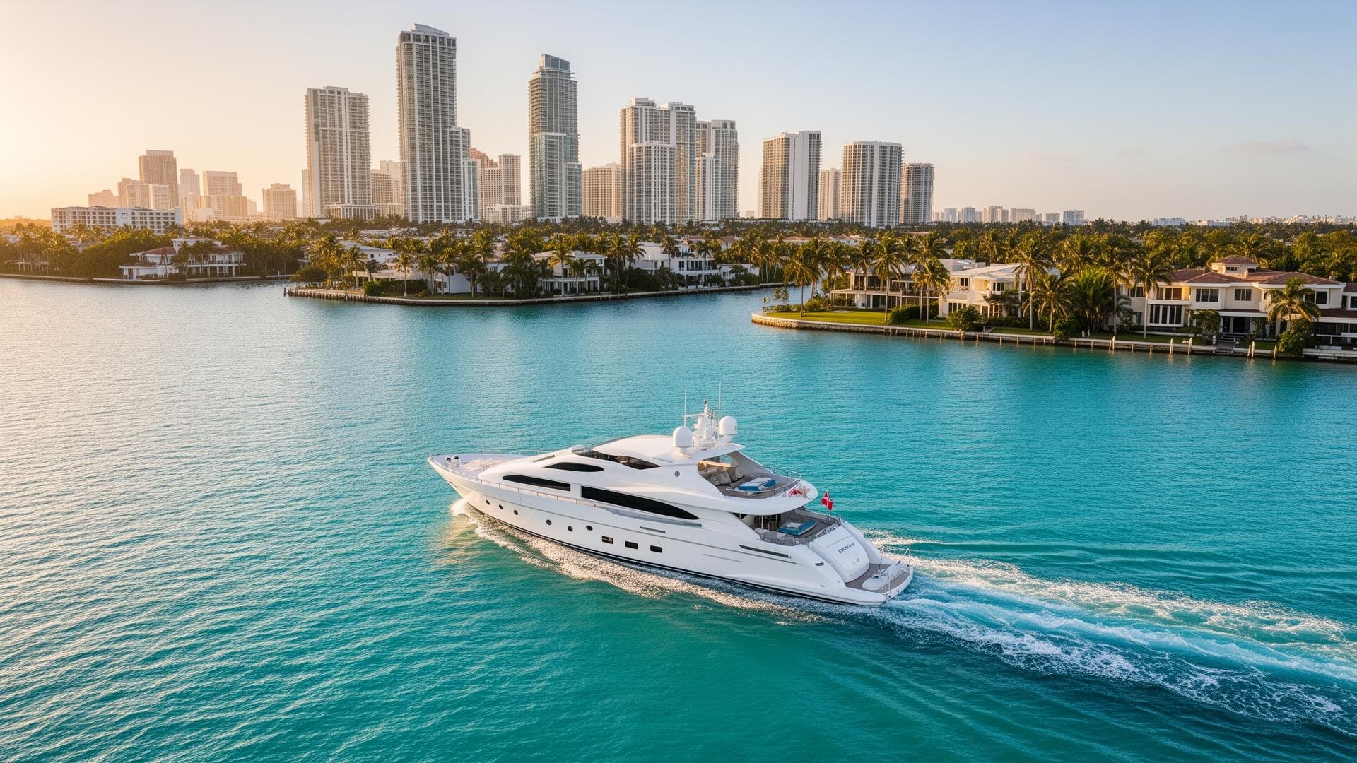 Lancha de luxo navegando em Miami